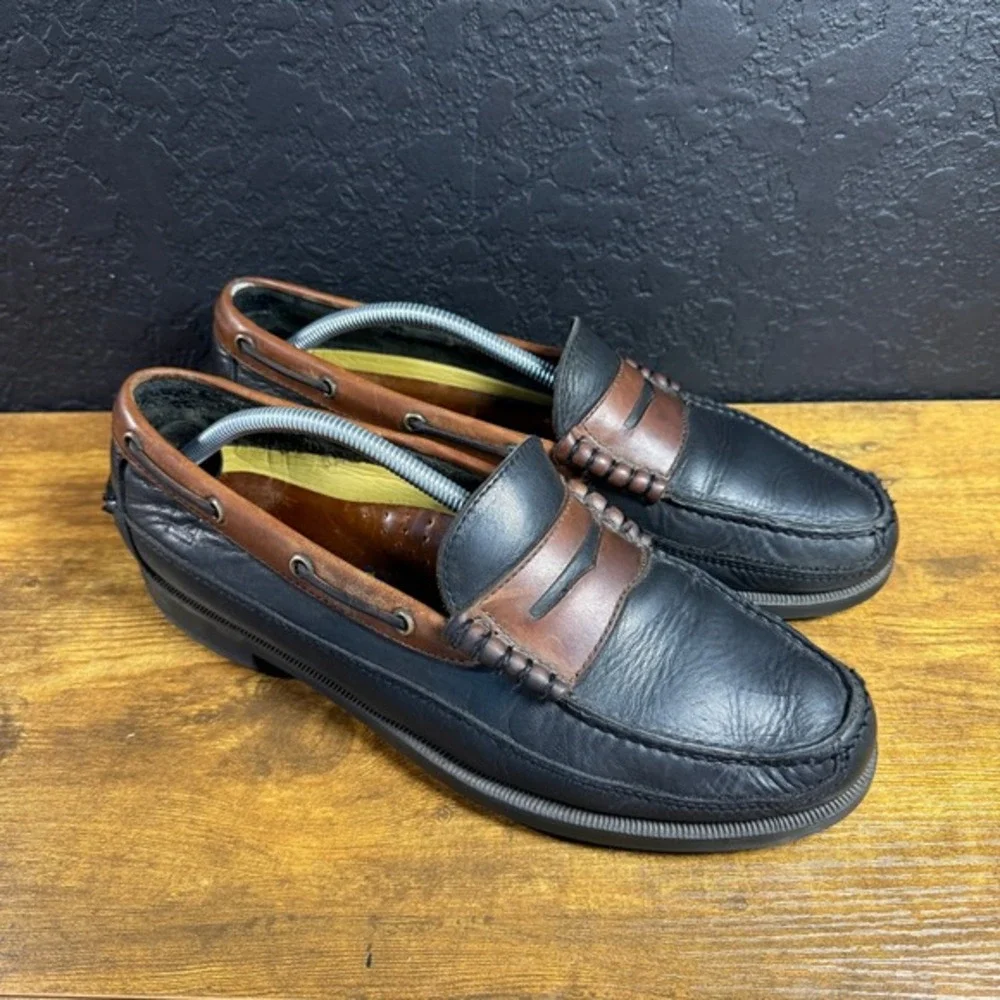 Sperry Top-Sider‎ Wetlands MX05 Black Brown Leather Penny Loafer Mens 11M